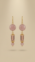 Orecchini pendenti oro e quarzo rosa